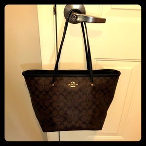Brown & black Coach business & work bag